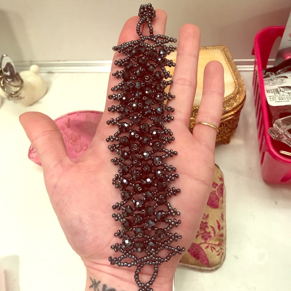 Beautiful Black Crystal Vintage Costume Bracelet.